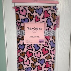 Juicy Couture Heart Pattern Kids Blanket- Pink, Purple, Brown